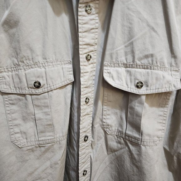 L.L Bean Buzz Off Insect Repellent Tan Short Sleeve Button Up Cotton Size M REG - Picture 7 of 8